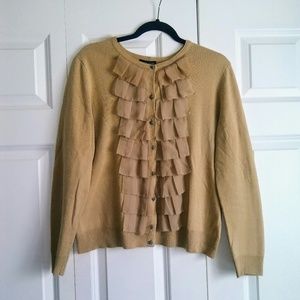 Tan Cardigan with Ruffles
